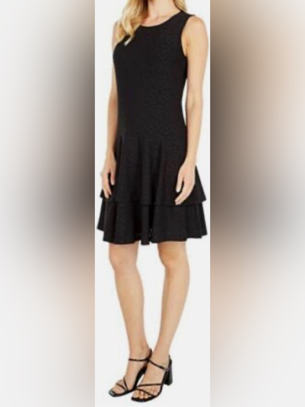 Michael Kors Black Sleeveless Tiered Eyelet Dress - Picture 11 of 11